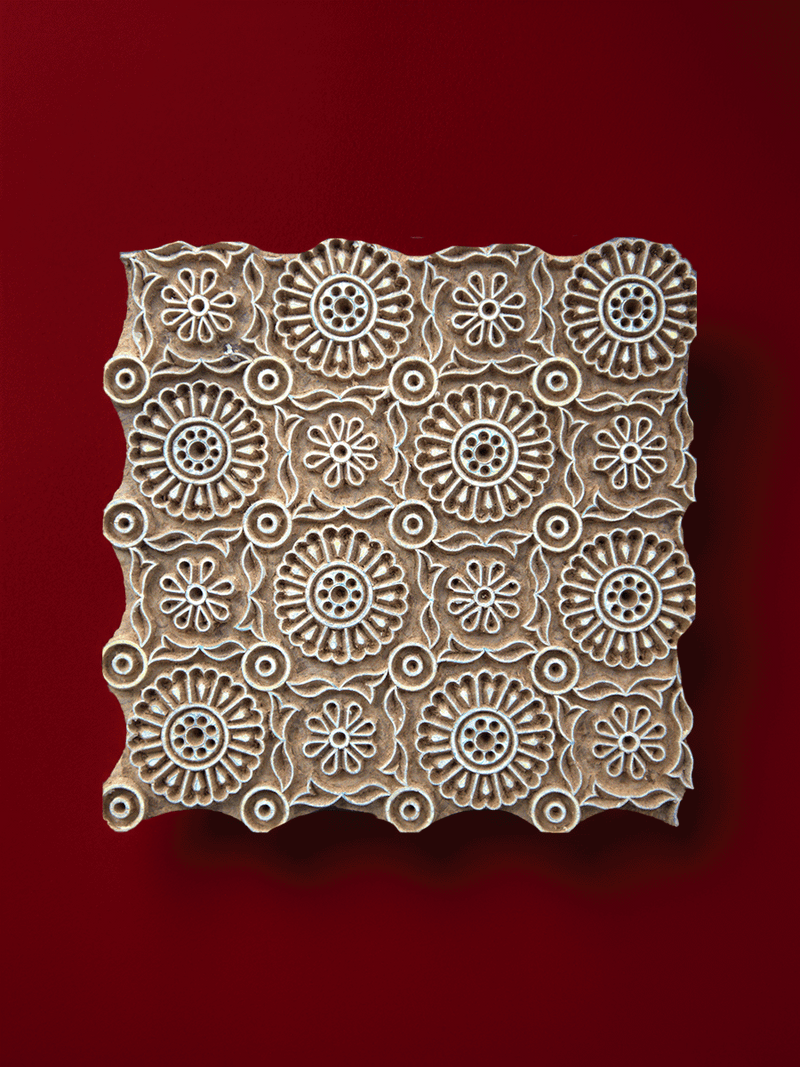 Shop Circular Floral patterns in Wooden Kalamkari Blocks by K. Gangadhar