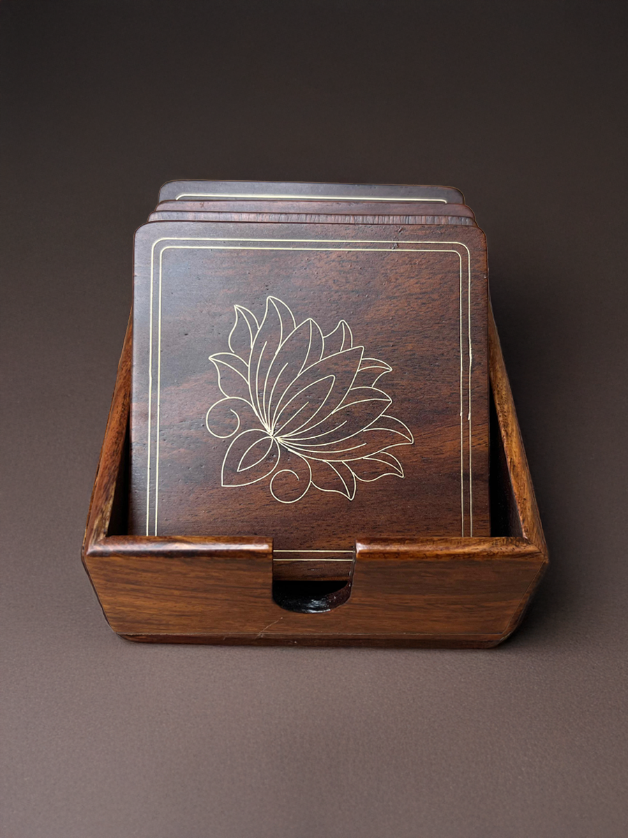 Shop Coaster Set In Tarkashi by Mohan Lal Sharma