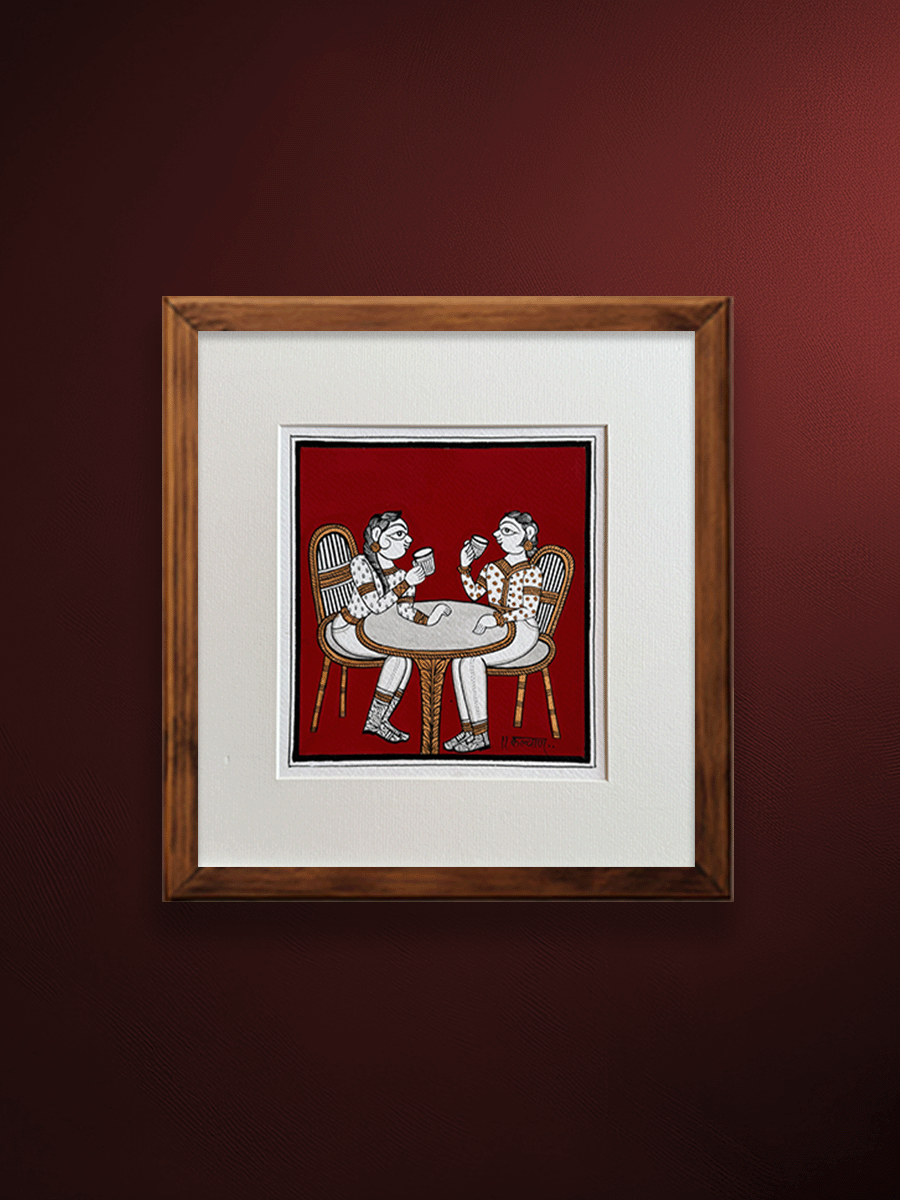 Shop Coffee and Conversation: A Phad Painting by Kalyan Joshi