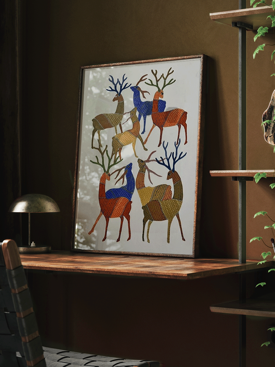 Shop Colorful Antlers in Gond by Gareeba Singh Tekam