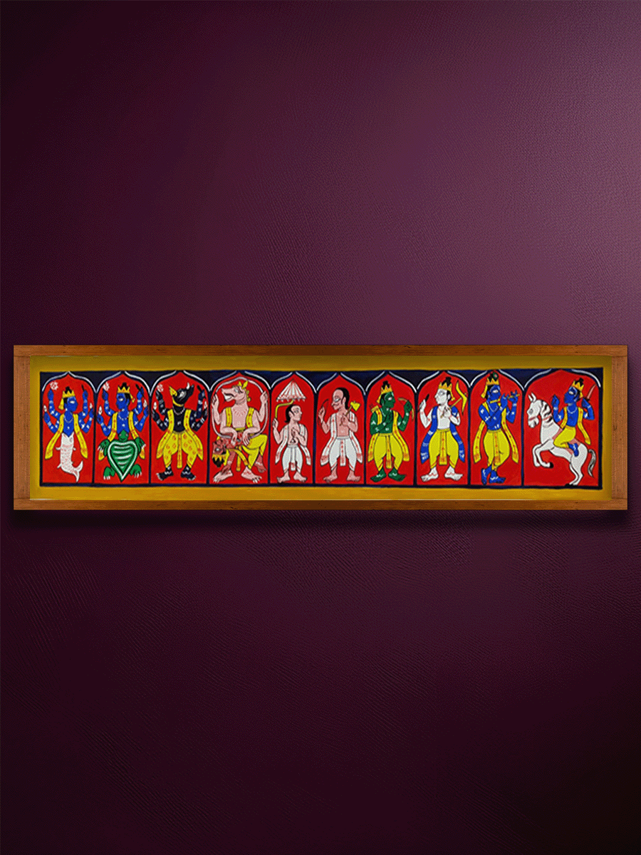 Shop Dashavatara: The Ten Avataras of Lord Vishnu in Manuscript Painting by Sujit Das