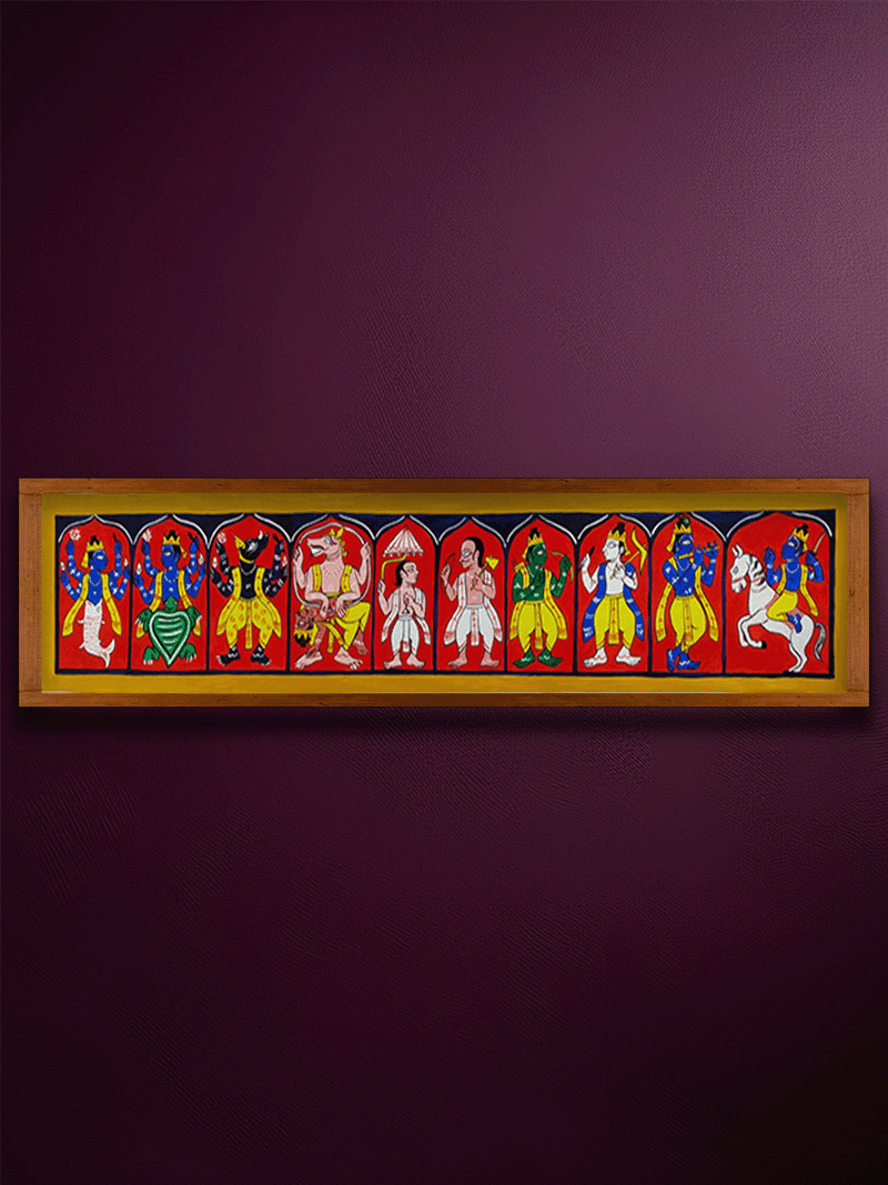 Shop Dashavatara: The Ten Avataras of Lord Vishnu in Manuscript Painting by Sujit Das