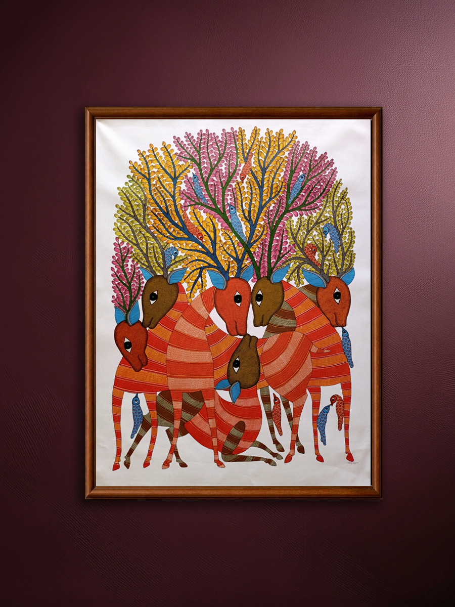Buy Ganesha Gond Painting Online | Gond Art for Sale | Paintings