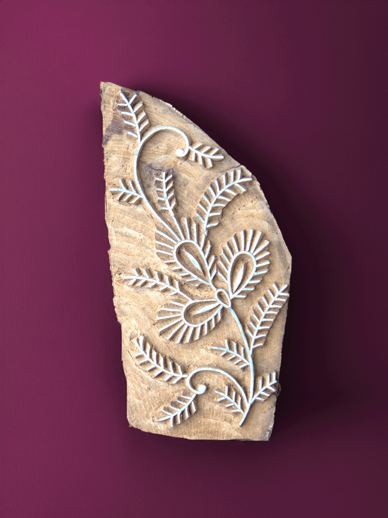 Shop Delicate Floral Motif in Wooden Kalamkari Block by K. Gangadhar