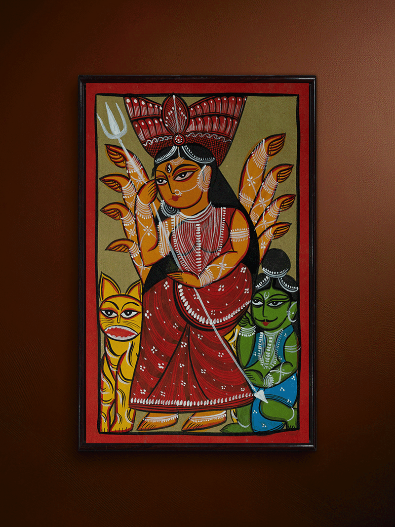 Shop Depiction of Maa Durga in Bengal Pattachitra by Manoranjan Chitrakar