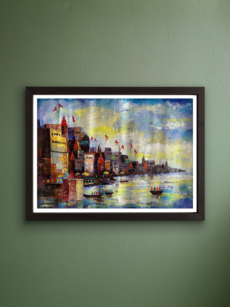 Shop Devotional Divinity: Varanasi Ghat in Acrylic by Ashish Kumar Mishra