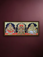 Shop Divine Beauty: Lord Balaji, Goddess Lakshmi, and Goddess Saraswati in Tanjore Art by Sanjay Tandekar