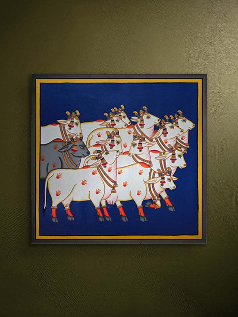 Shop Divine Echoes: Night's Embrace, Pichwai by Shehzaad Ali Sherani