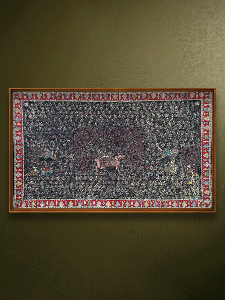 Shop Divine Trinity: Meldi Mata, Visat Mata and Bahuchar Mata in Mata ni Pachedi by Sanjay Chittara