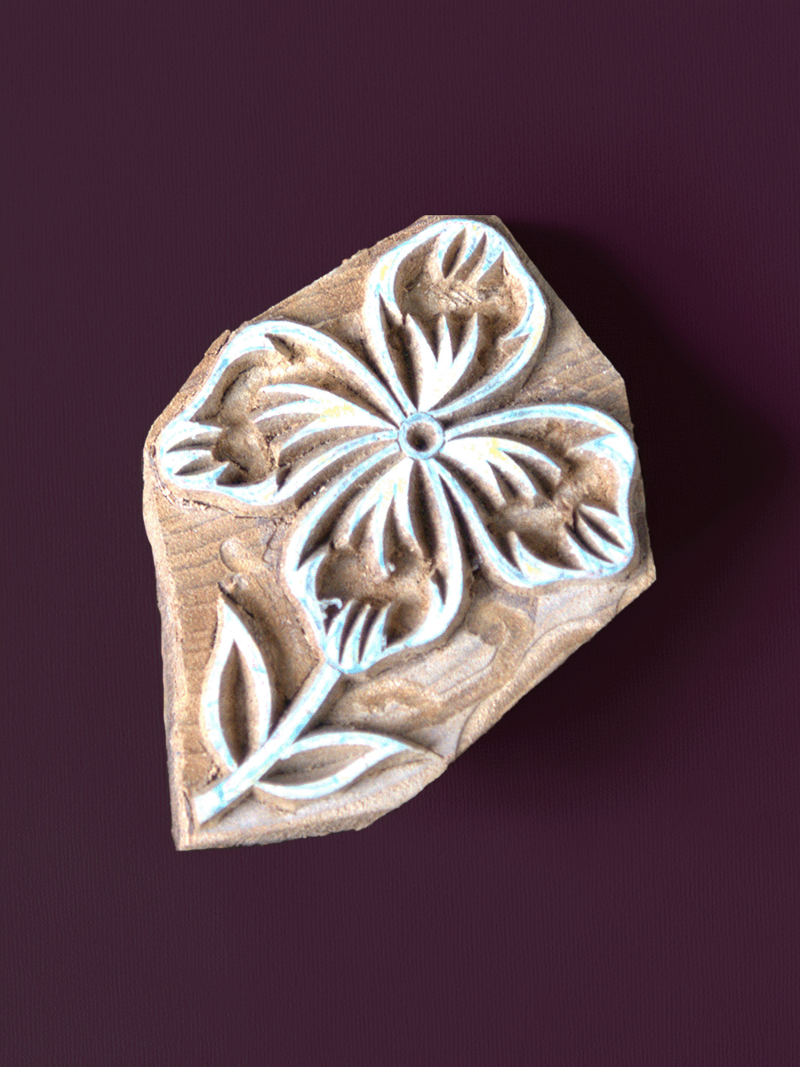 Shop Elegant Flower in Wooden Kalamkari Block by K. Gangadhar