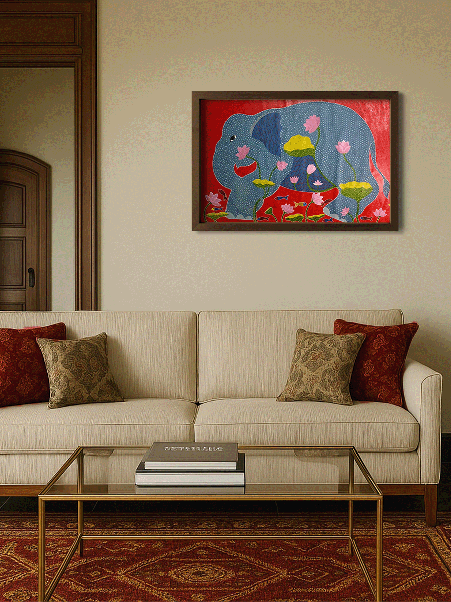 Buy Elephant in Bliss in Gond by Venkat Shyam