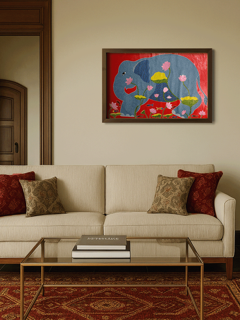 Buy Elephant in Bliss in Gond by Venkat Shyam