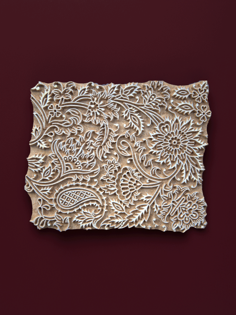 Shop Enchanting Floral Bloom in Wooden Kalamkari Blocks by K. Gangadhar