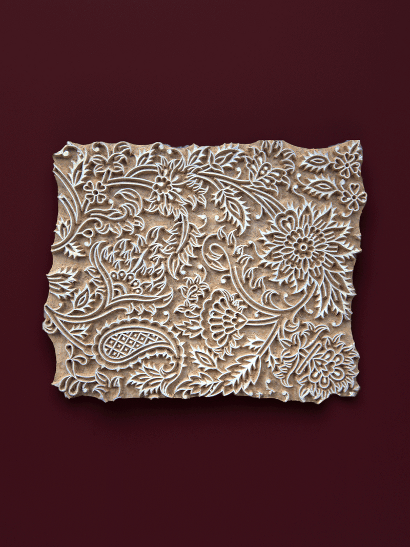 Shop Enchanting Floral Bloom in Wooden Kalamkari Blocks by K. Gangadhar