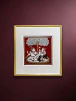 Shop Eternal Shade of Love: Lord Krishna and Radha in Phad Painting by Kalyan Joshi