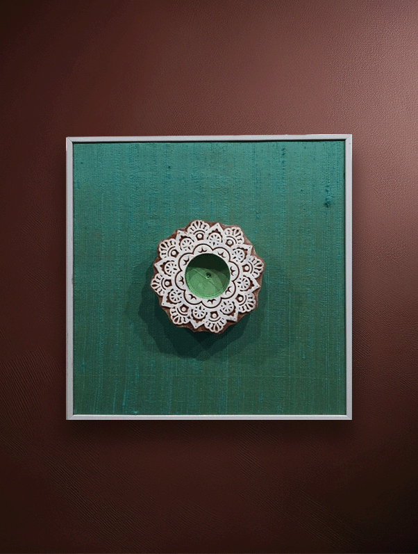 Shop Floral Wooden Block diya for Home Decor by Vikas Singh