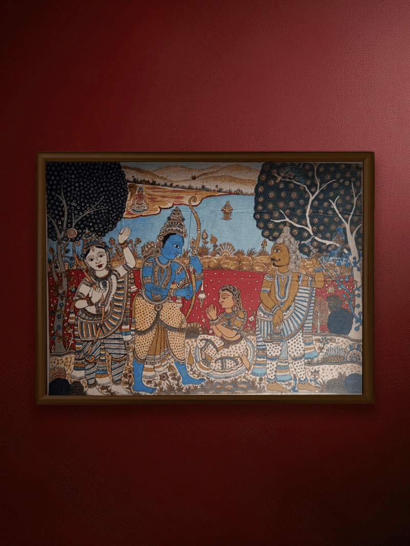 Shop Freeing from the Stone curse: Ahilya Shapath Vimochan in Kalamkari by Siva Reddy