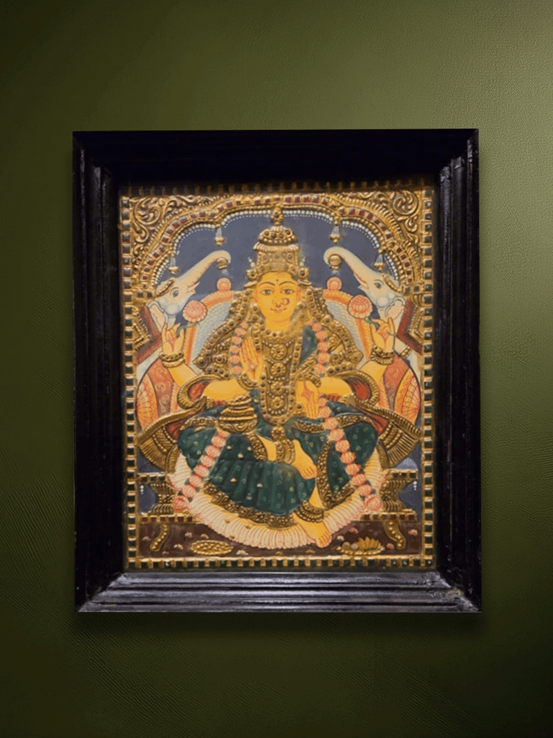 Shop Gajalakshmi: The Goddess of Wellbeing in Tanjore by Sheratone Antique Arts