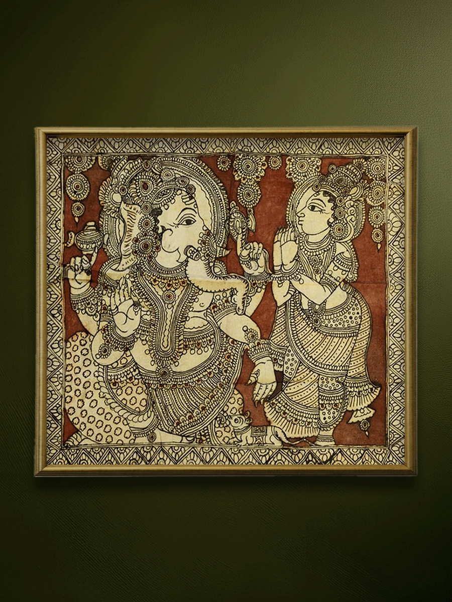 Buy Ganesh’s Radiance: Kalamkari painting by Sudheer