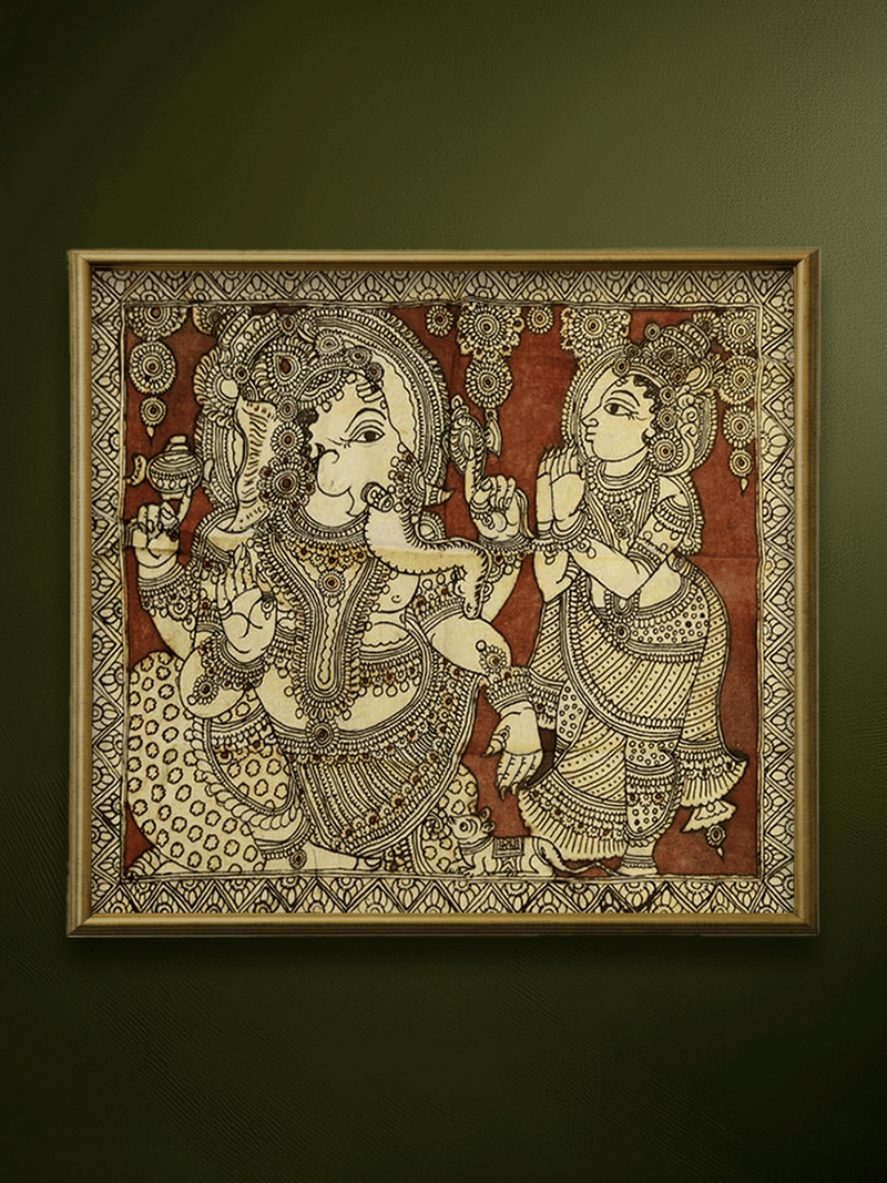 Buy Ganesh’s Radiance: Kalamkari painting by Sudheer