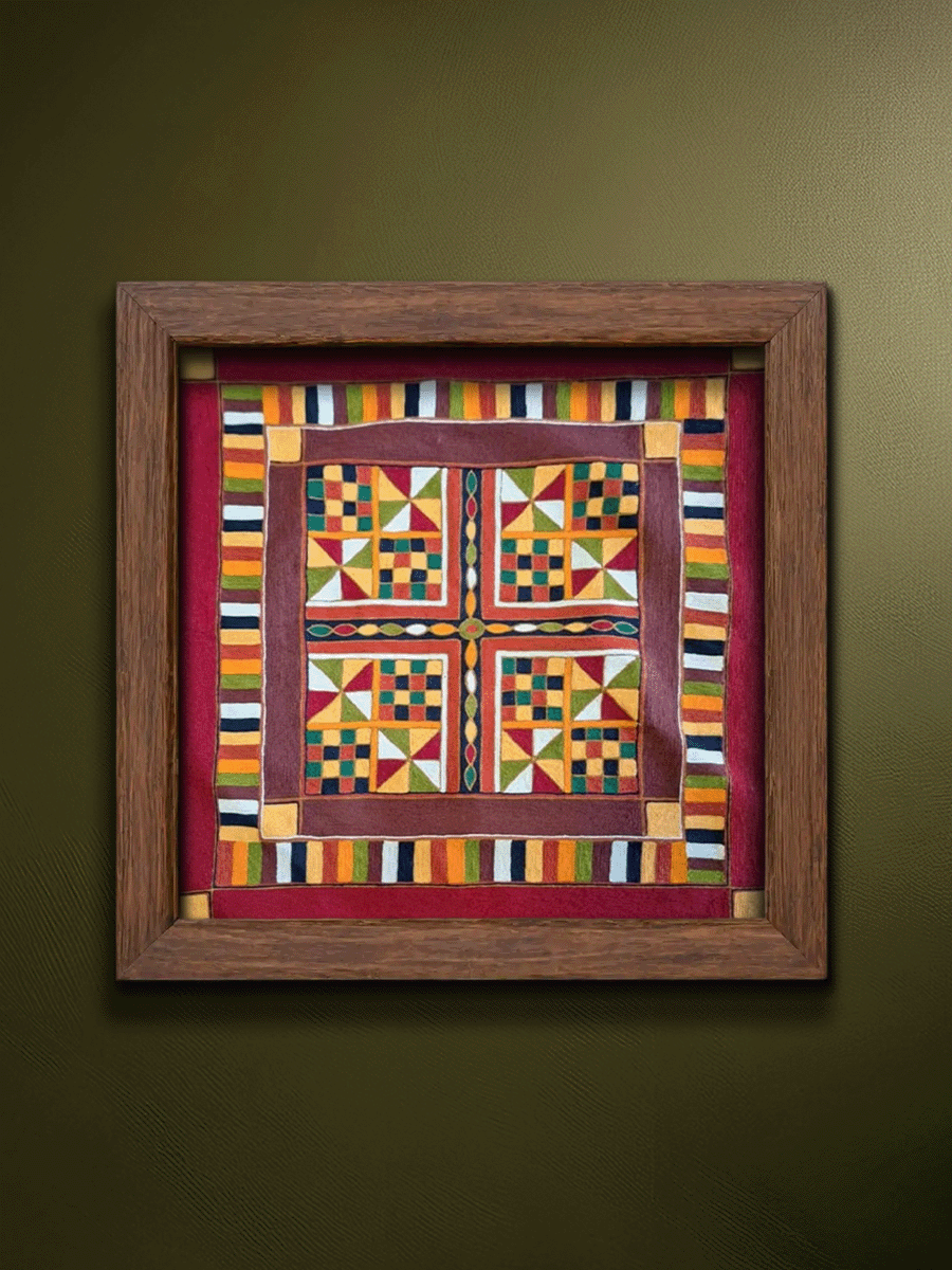Shop Geometric Harmony: Triangles and squares in Banjara Embroidery by Sapavat Siddu
