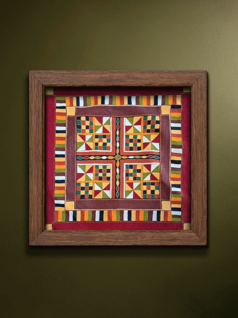 Shop Geometric Harmony: Triangles and squares in Banjara Embroidery by Sapavat Siddu