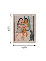 Girls and Their Dog in Kalighat by Bapi Chitrakar