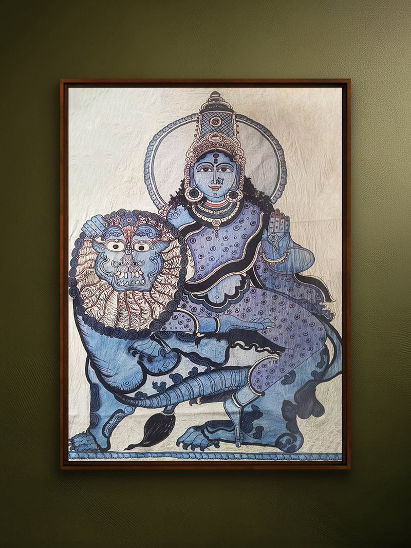 Shop Goddess Durga with Lion: A Surreal Kalamkari by Kanukurthi Guna Sekhar Sai