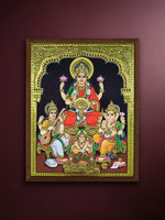 Shop Goddess Lakshmi with Ganesha and Saraswati in Tanjore by Sanjay Tandekar