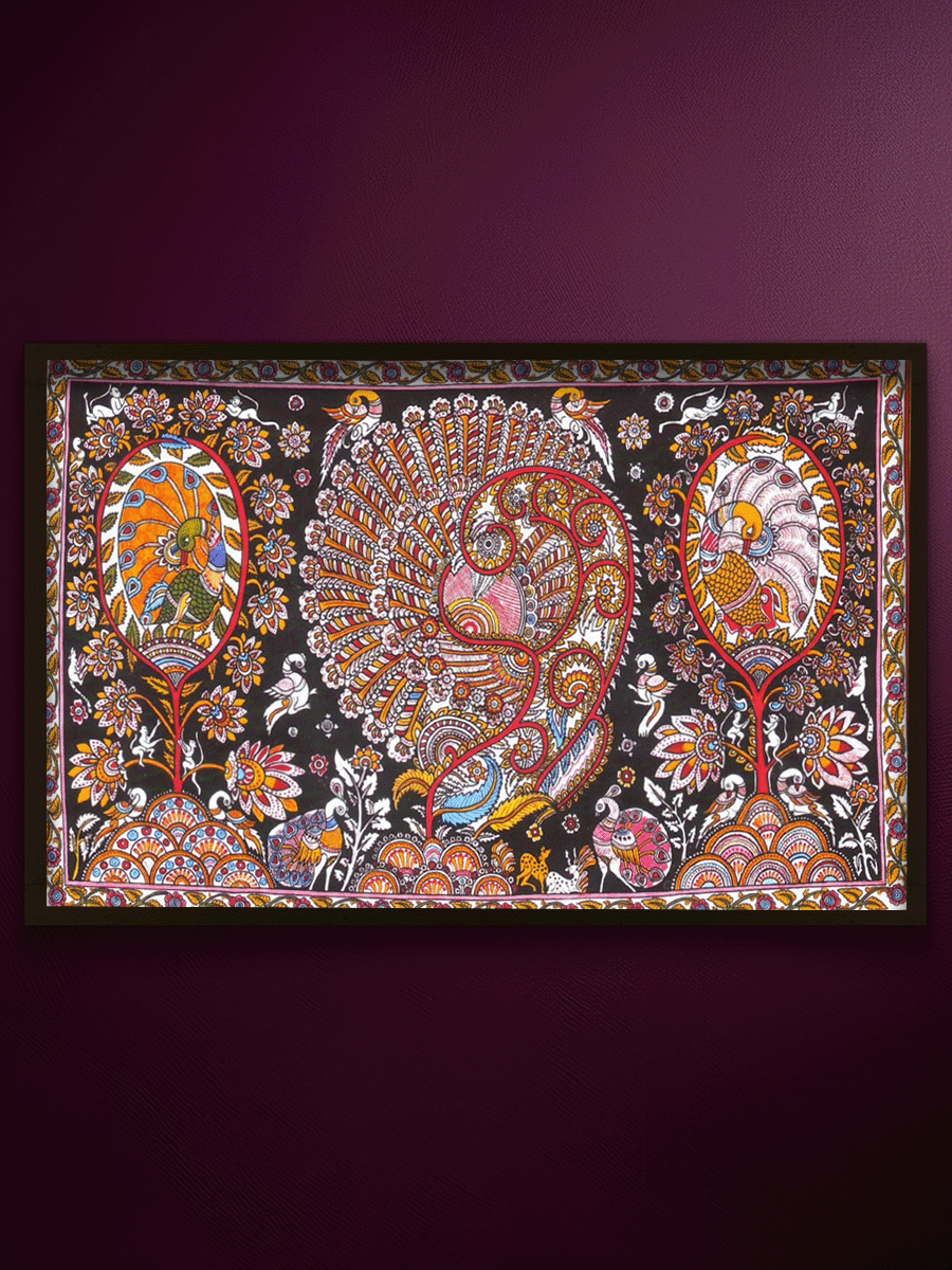 Shop Grace of Nature: Peacocks in Karuppur Kalamkari by K. Lakshminarayan