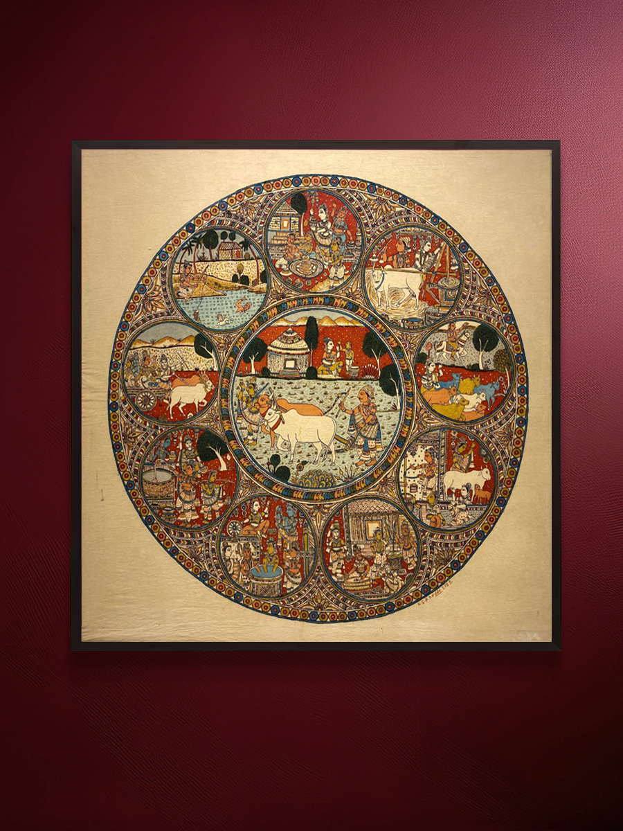 Shop Grameen Jeevan: The Village Life in Kalamkari Painting by Siva Reddy