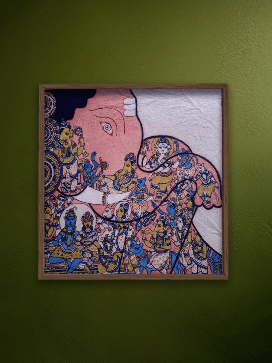 Shop Homage to Lord Shiva and Parvati: Lord Ganesha in Kalamkari by Siva Reddy
