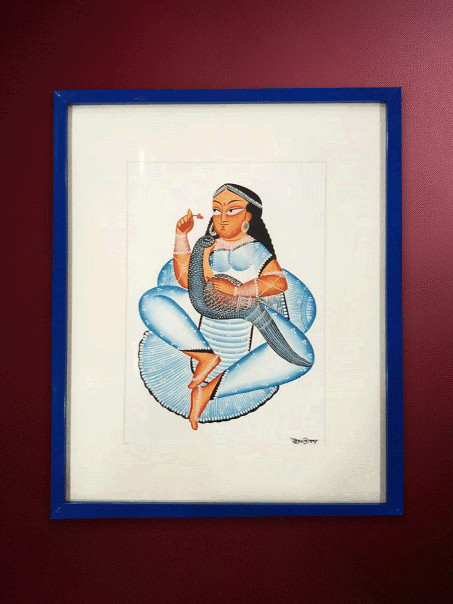 Shop In Contemplation: Nayika (Heroine) and Peacock in Kalighat by Uttam Chitrakar