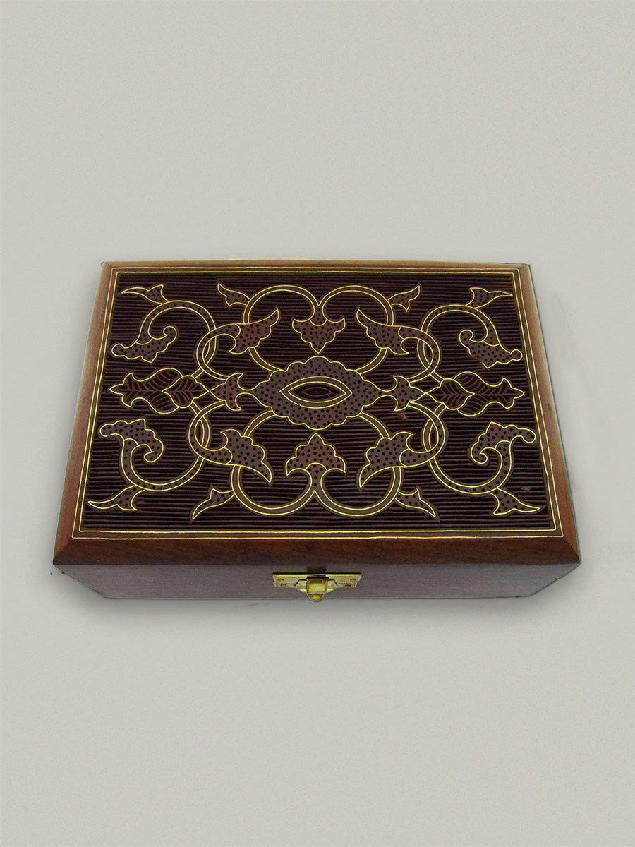 Shop Jewellery box in Brass Inlay on wood by Faraz Aqeel