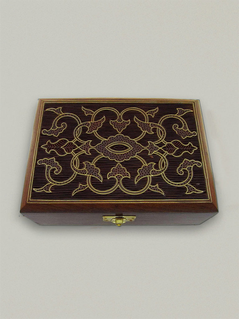 Shop Jewellery box in Brass Inlay on wood by Faraz Aqeel