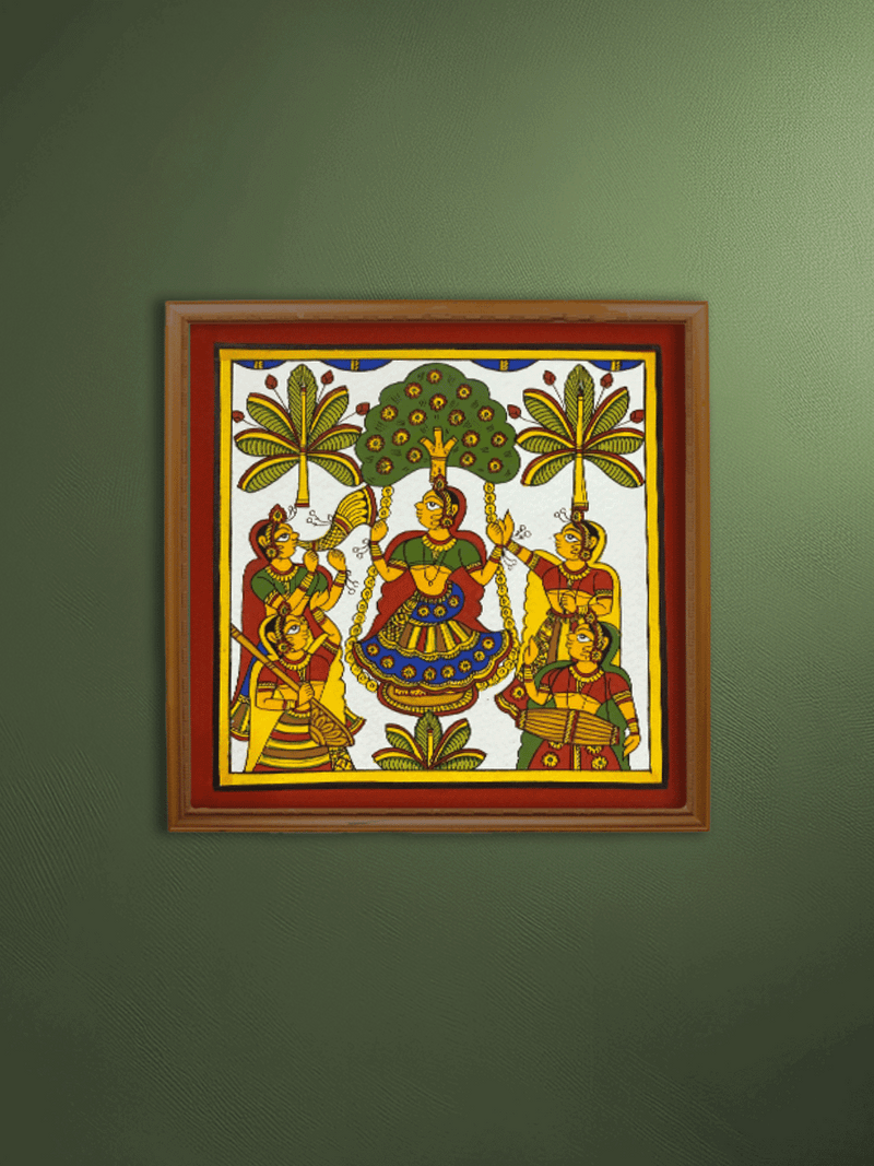 Shop Joyful Melody: Radha with Friends in Phad by Kalyan Joshi