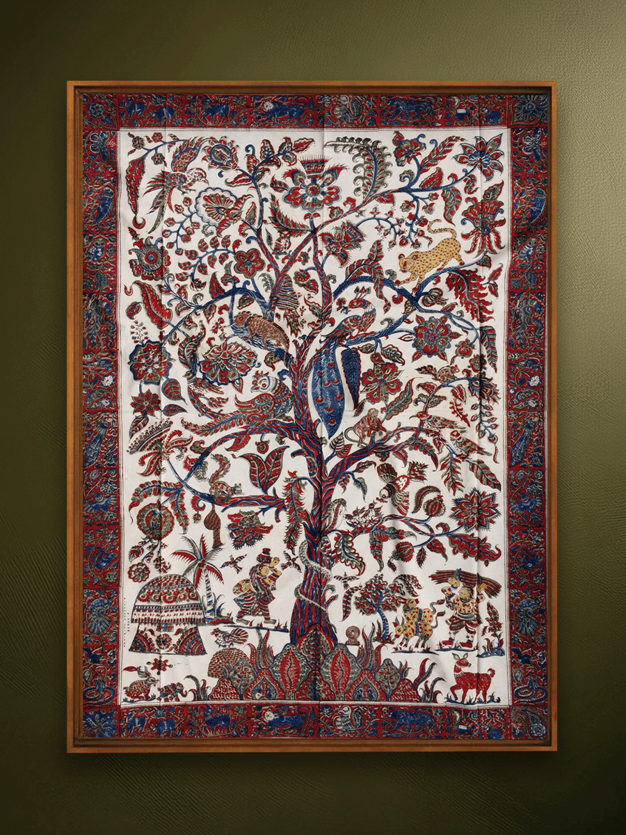 Shop Life in Village: Lush Flora and Fauna in Machlipatnam Kalamkari by Varun Kumar Pitchuka
