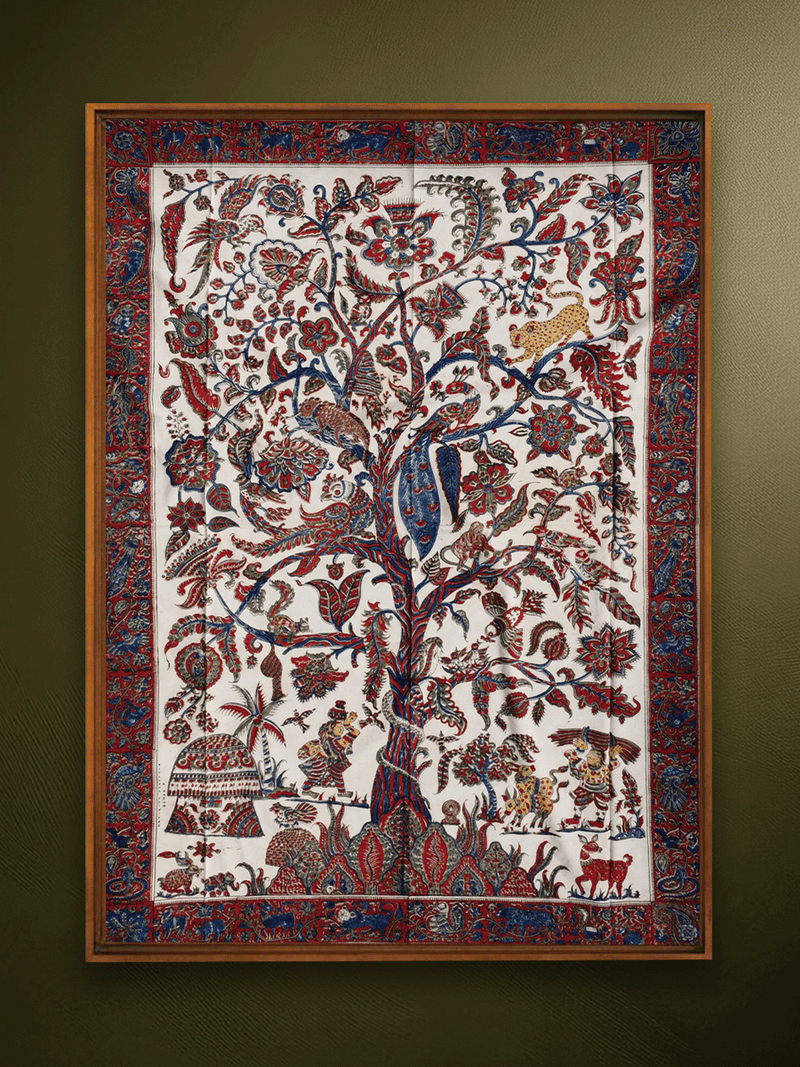 Shop Life in Village: Lush Flora and Fauna in Machlipatnam Kalamkari by Varun Kumar Pitchuka
