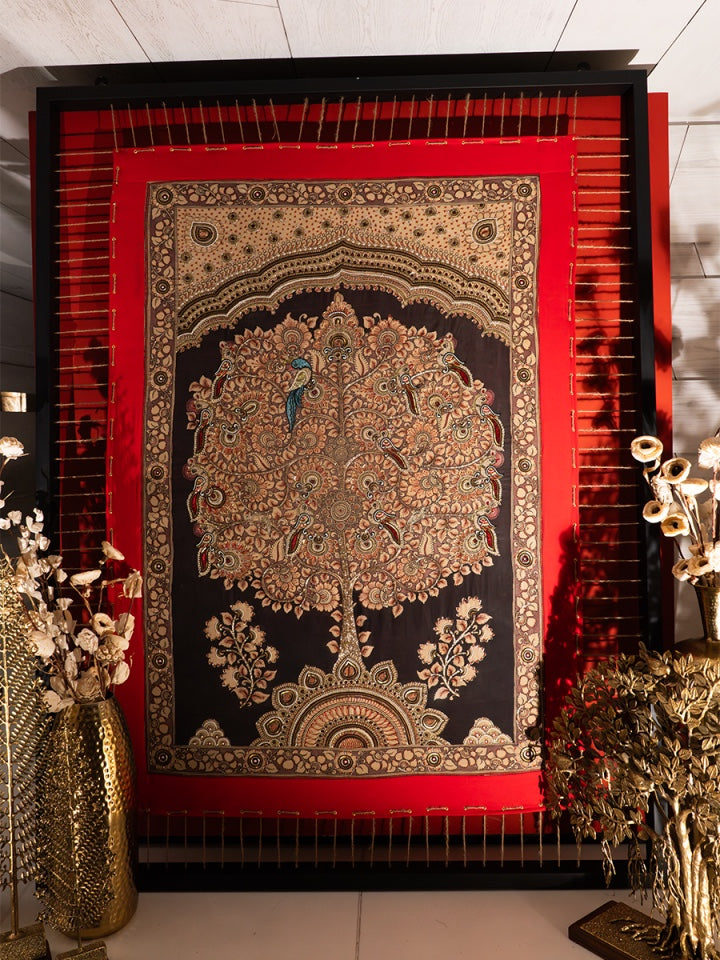 Shop Living roots, shared harvests Kalamkari Zardosi Artwork by Sudheer and Md. Bilal