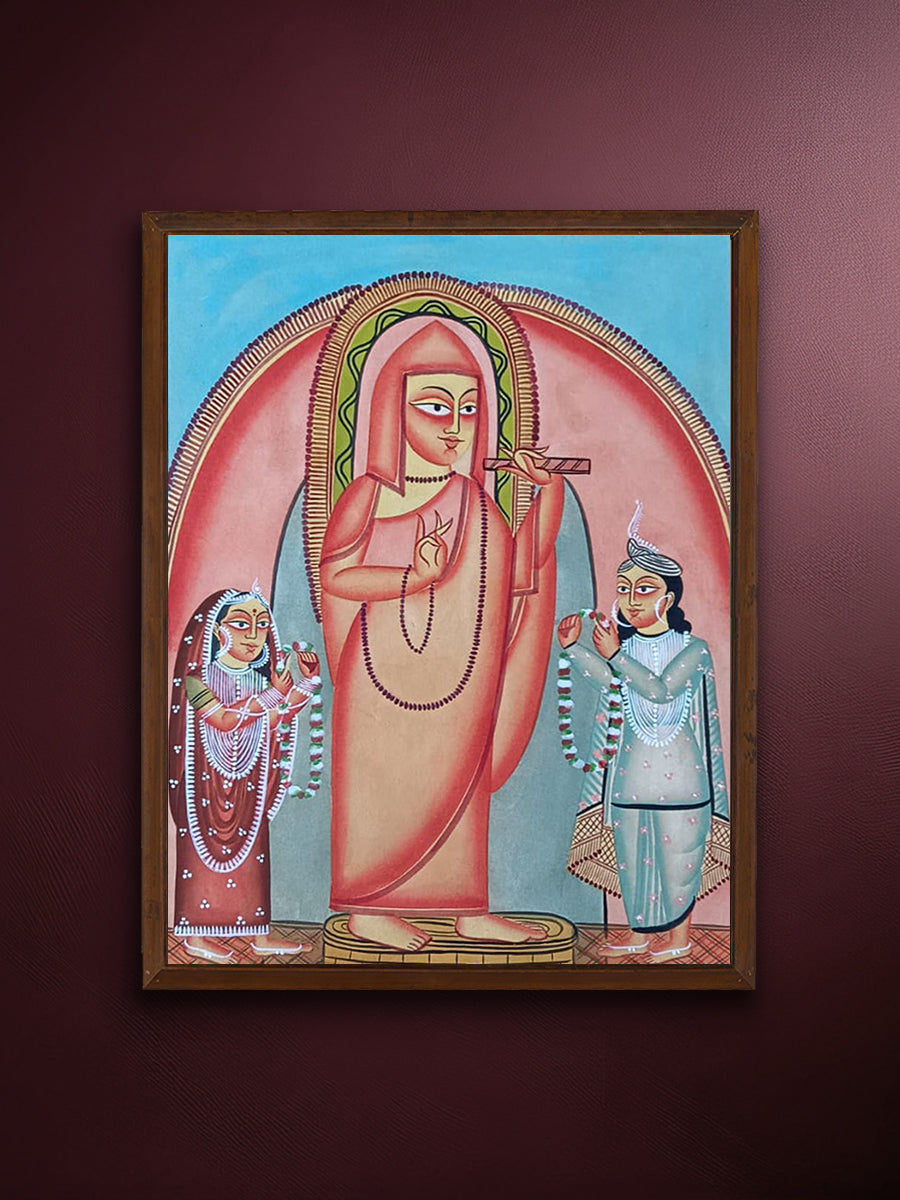 Shop Lord Buddha with Devotees in Kalighat by Hasir Chitrakar