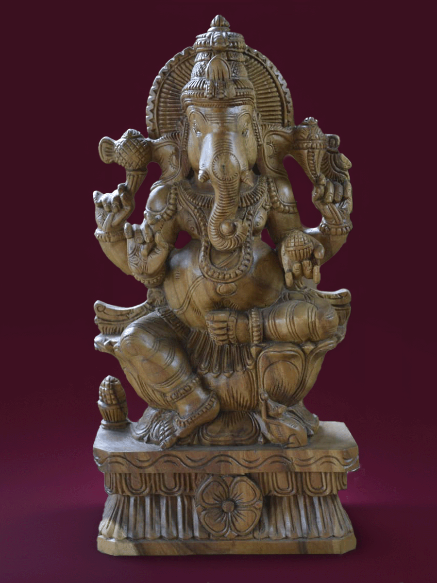 Shop Lord Ganesha: The Lord of Auspicious Beginnings in Wood carving by Shrinivasan