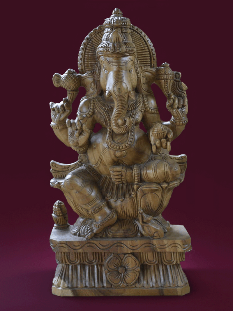 Shop Lord Ganesha: The Lord of Auspicious Beginnings in Wood carving by Shrinivasan