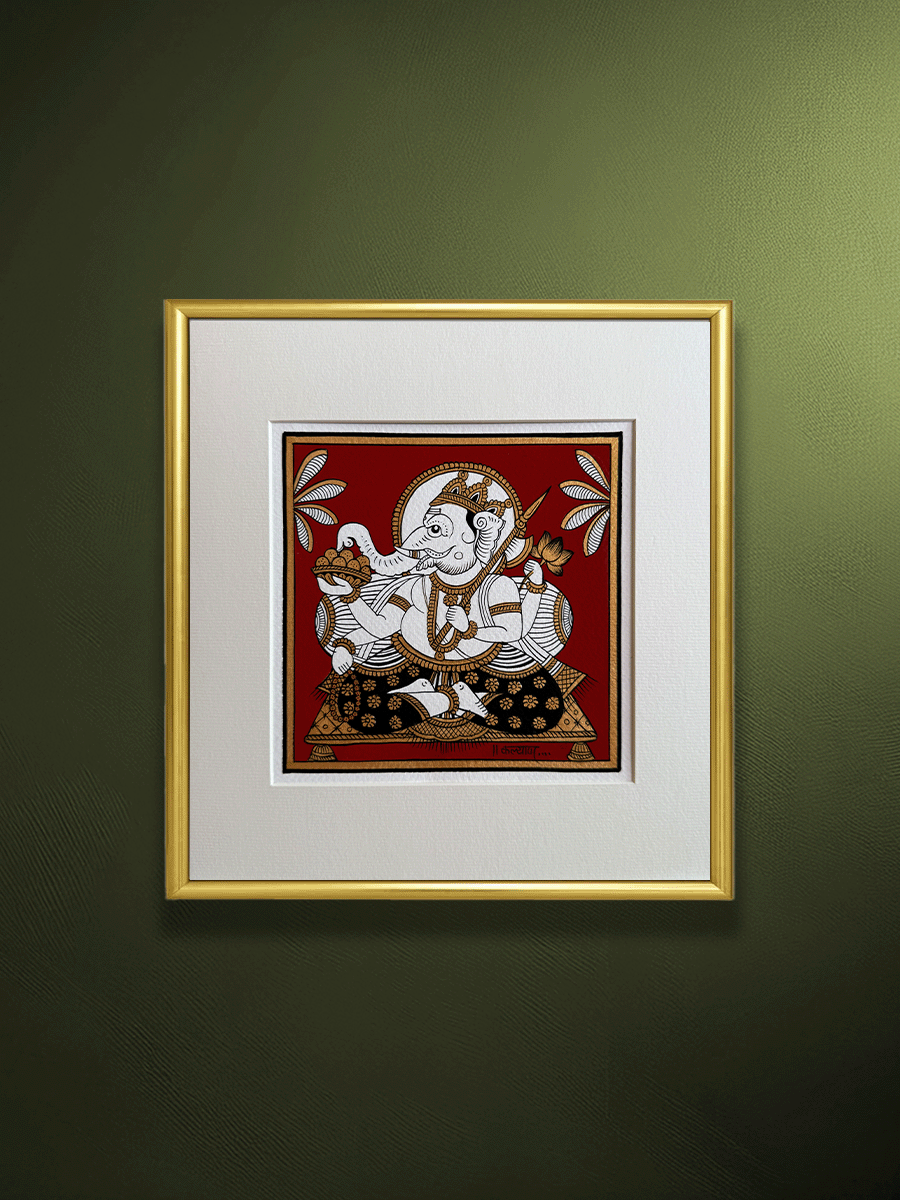 Shop Lord Ganesha: The Remover of Obstacles in  Phad Painting by Kalyan Joshi