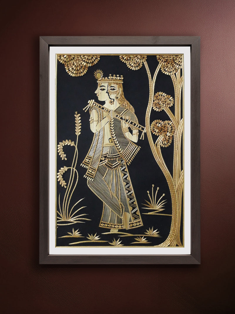 Shop Lord Krishna and Radha In Sikki Grass Artwork by Dhirendra Kumar