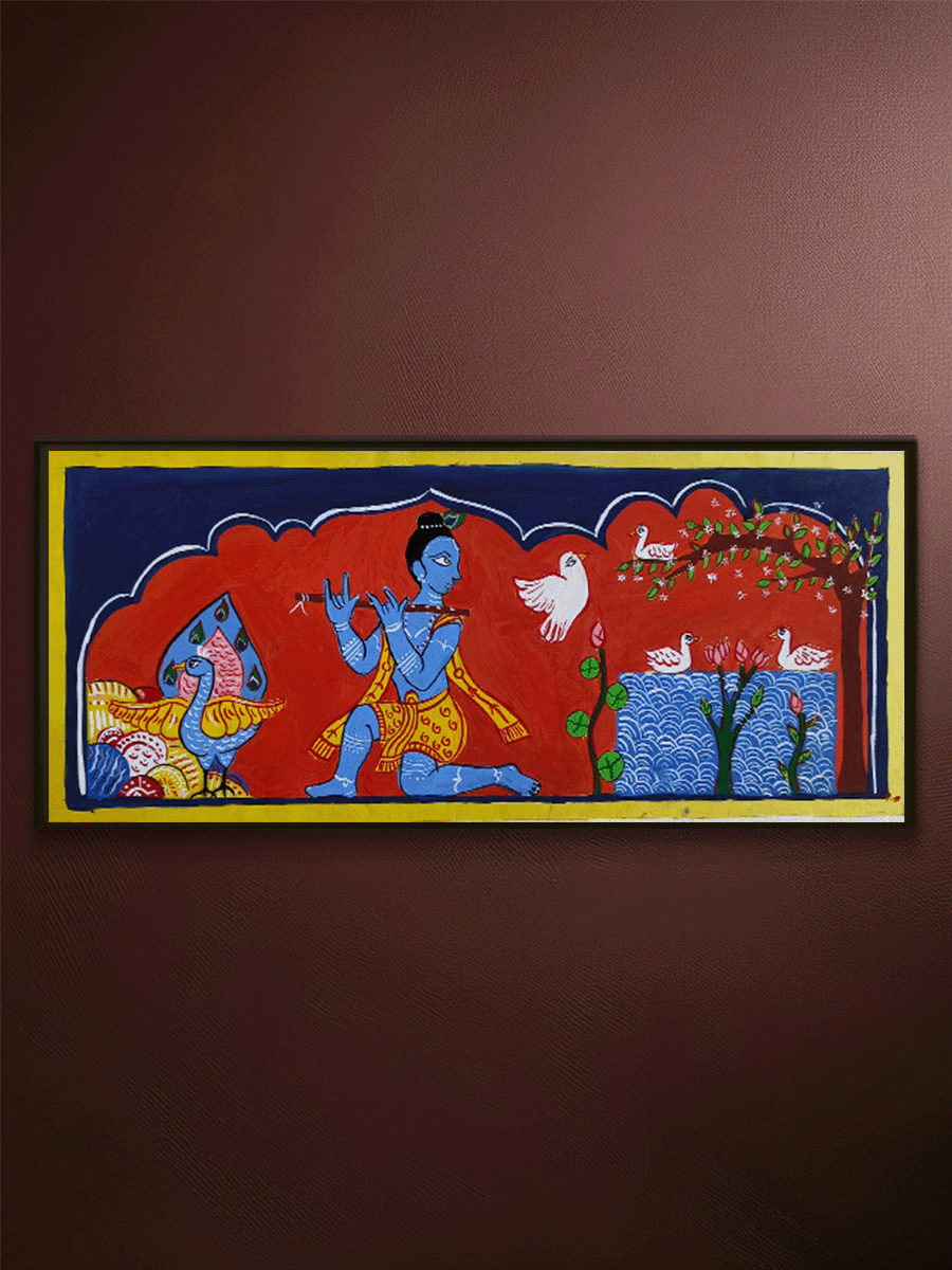 Shop Lord Krishna in Vrindavan in Manuscript Painting by Sujit Das