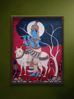 shop Lord Krishna with Sacred Cow in Kalamkari by Siva Reddy