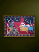 Shop Lord Krishna with Sacred Cows in Kalamkari by Siva Reddy