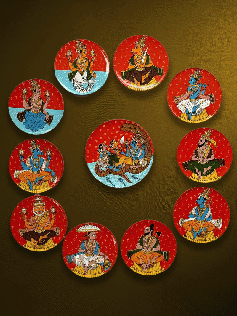 Shop Lord Vishnu and the Dashavatars in Cheriyal art by D. Vinay Kumar