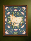 Shop Lotus Blooms and Kamdhenu with Calf in Pichwai by Shehzaad Ali Sherani