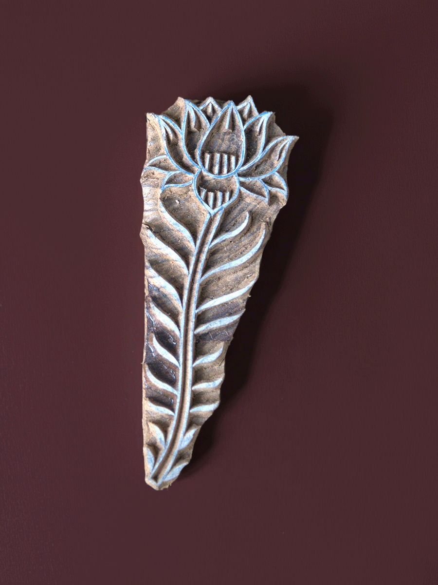 Shop Lotus Flower in Wooden Kalamkari Block by K. Gangadhar